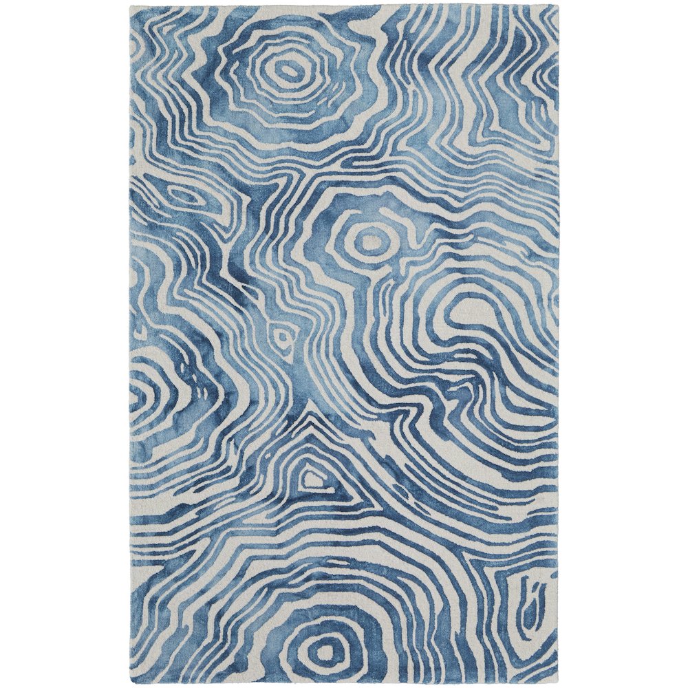 Lorrain Modern Abstract, Blue/Ivory, 8' x 11' Area Rug. Picture 1