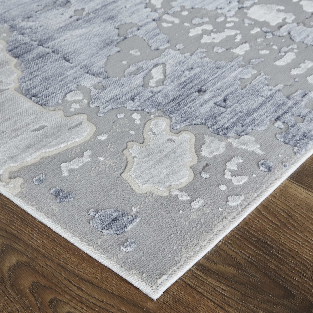 Laina Transitional Abstract, Ivory/Blue, 4' x 6' Accent Rug. Picture 3