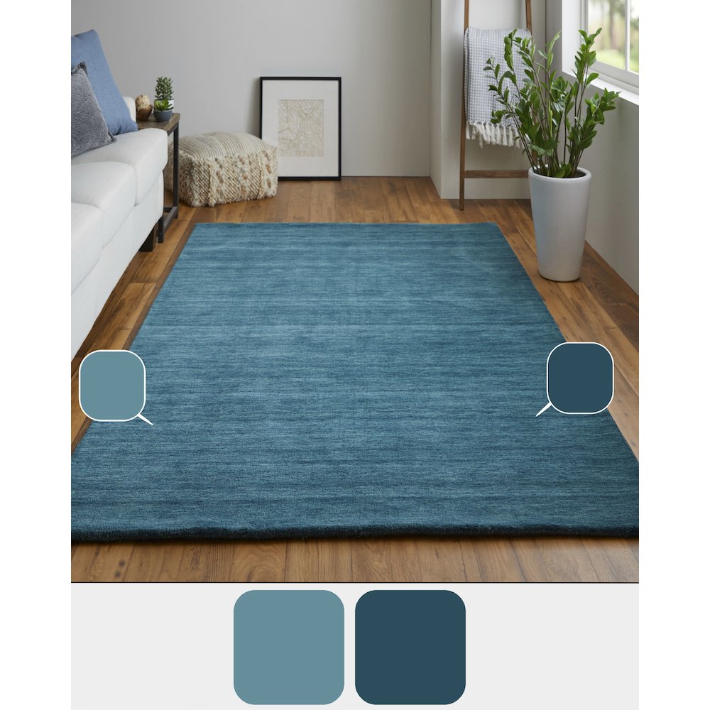 Luna Hand Woven Marled Wool Rug, Teal Blue/Green, 8ft x 8ft Round, 5798049FTEL000N80. Picture 7