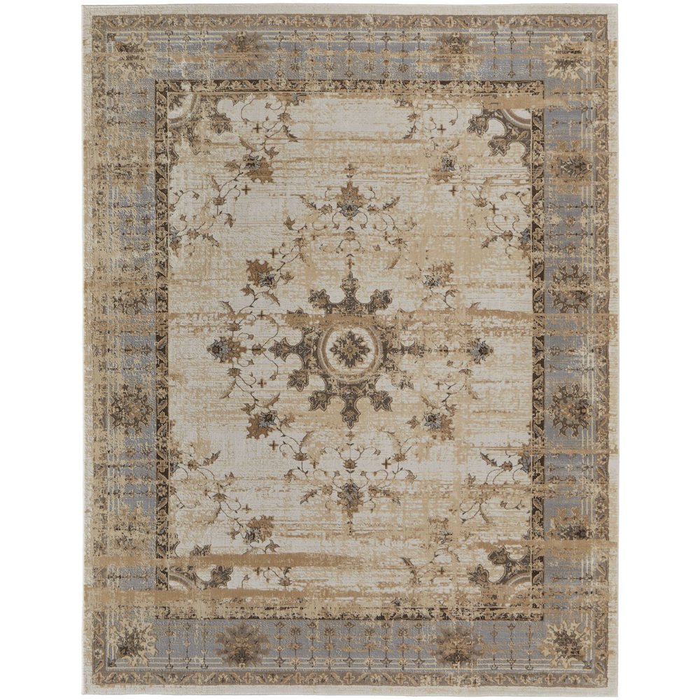 Celene Traditional Bordered, Tan/Brown/Gray, 7'-9" x 10' Area Rug. Picture 1