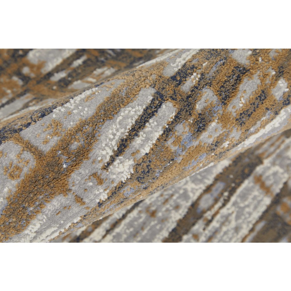 Clio Modern Abstract, Blue/Orange/Gray, 7'-9" x 10' Area Rug. Picture 5