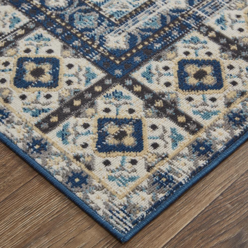 Nolan Vinatge Style Tribal Kazak Rug, Blue/Vanilla Beige, 5ft x 8ft, NOL39BYFGRYBLUF11. Picture 3