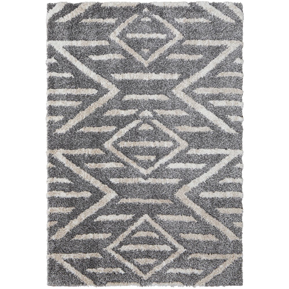 Mynka Transitional Diamond, Gray/Ivory, 7'-11" x 10' Area Rug. Picture 1