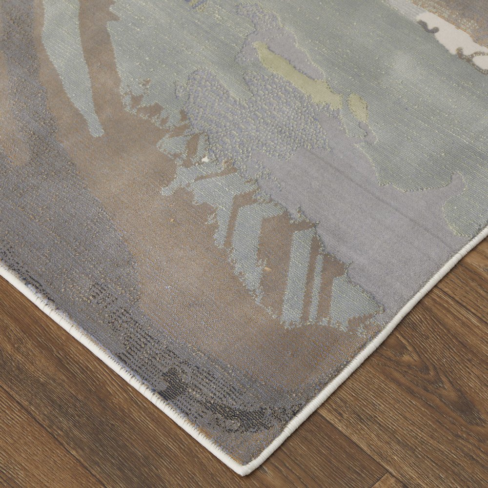 Clio Modern Abstract, Green/Purple/Ivory, 2' x 3' Accent Rug. Picture 3