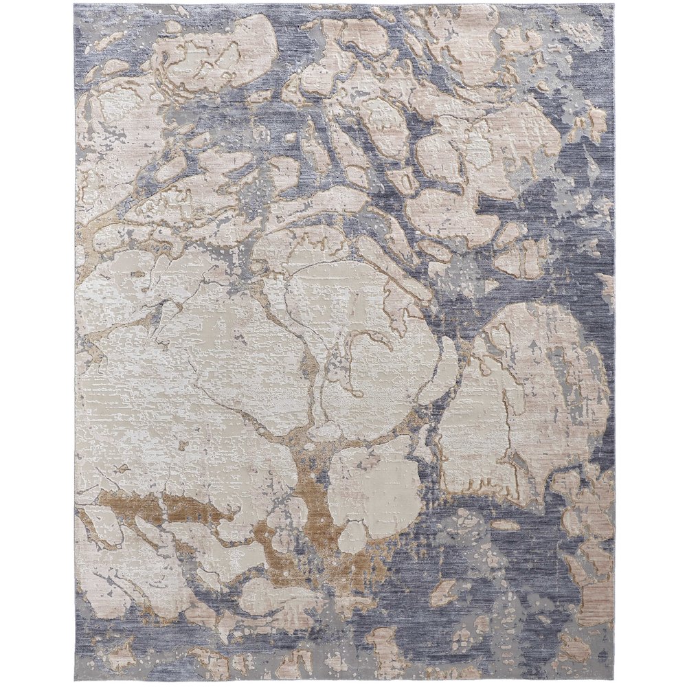 Laina Transitional Abstract, Tan/Blue, 4' x 6' Accent Rug. Picture 1