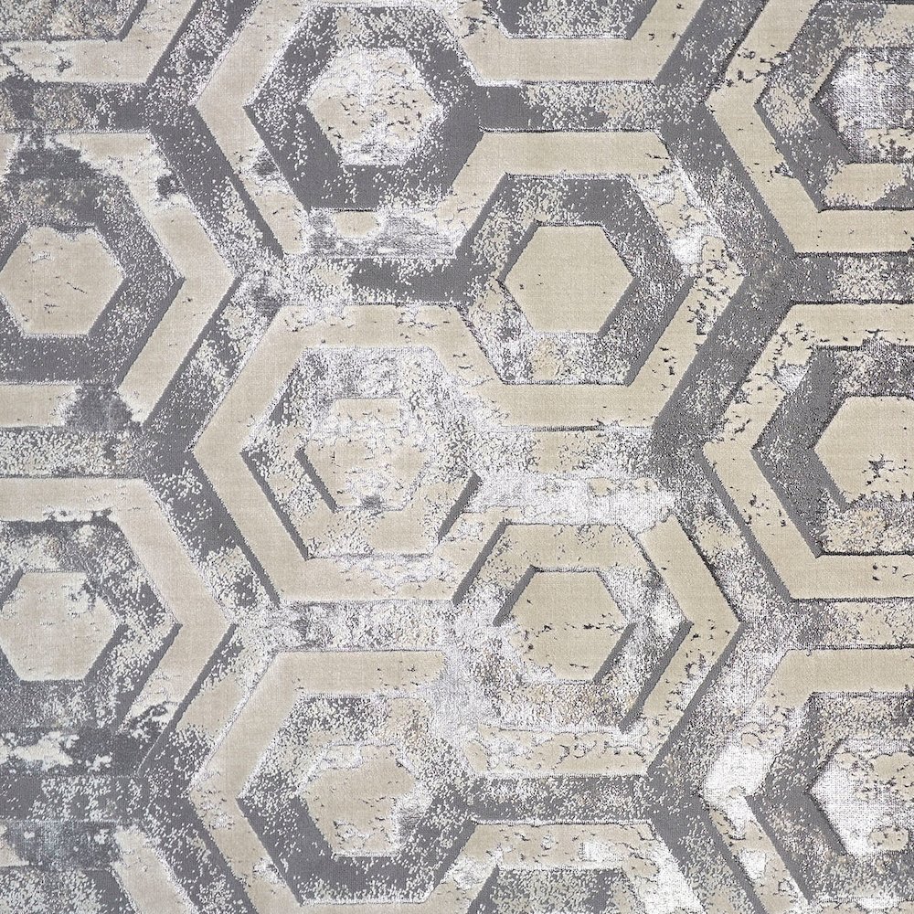 Micah Modern Distressed, Gray/Taupe/Silver, 9'-2" x 12' Area Rug. Picture 5