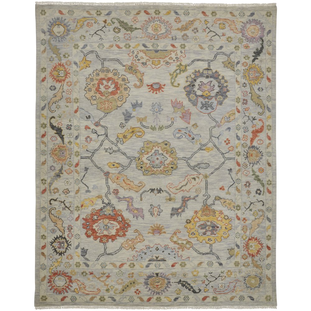 Karina Traditional Persian, Gray/Yellow/Red, 5'-6" x 8'-6" Area Rug. Picture 1