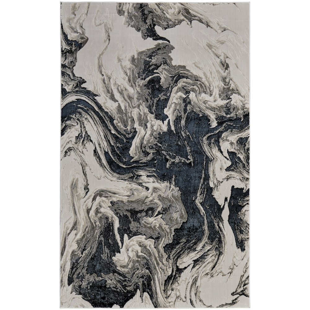 Micah Modern Abstract, Ivory/Black/Taupe, 6'-7" x 9'-6" Area Rug. Picture 1