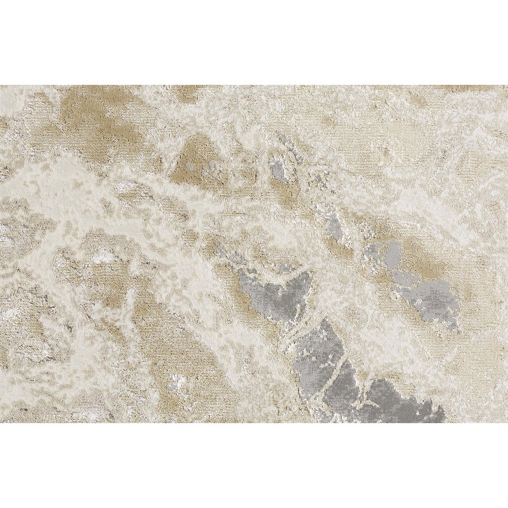 Aura Modern Abstract, Ivory/Silver/Gold, 3'-11" x 6' Accent Rug. Picture 6