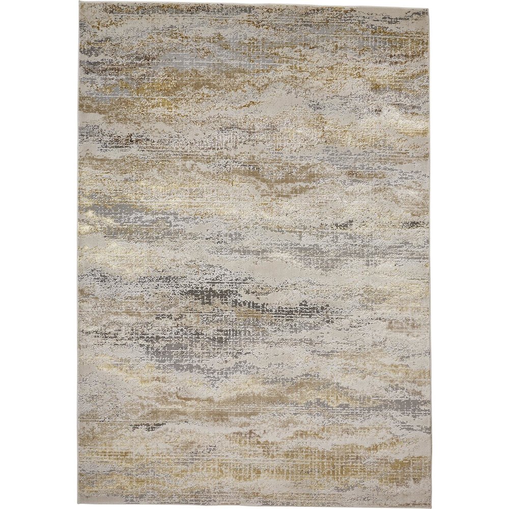 Aura Modern Abstract, Gold/Gray/Ivory, 8' x 10' Area Rug. Picture 1