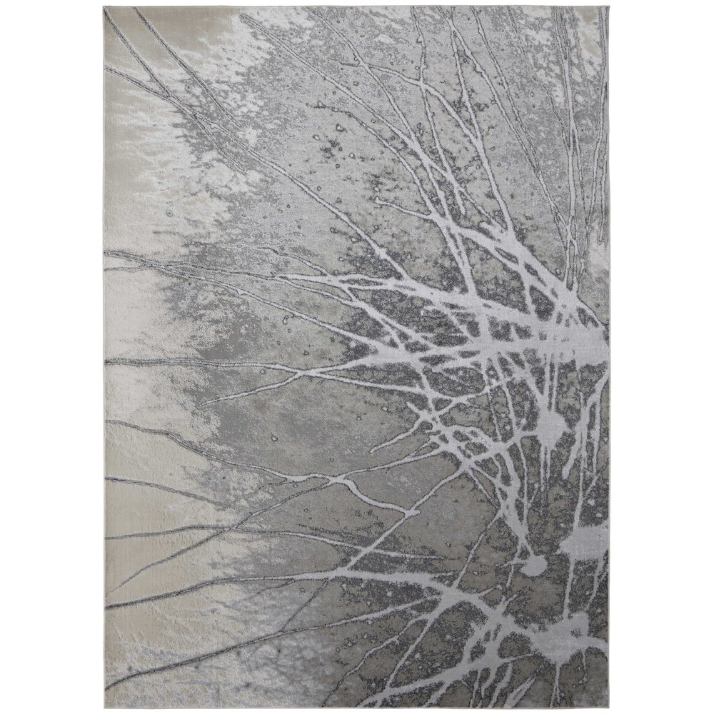 Astra Transitional Abstract, Gray/Silver/Ivory, 3'-11" x 6' Accent Rug. Picture 1