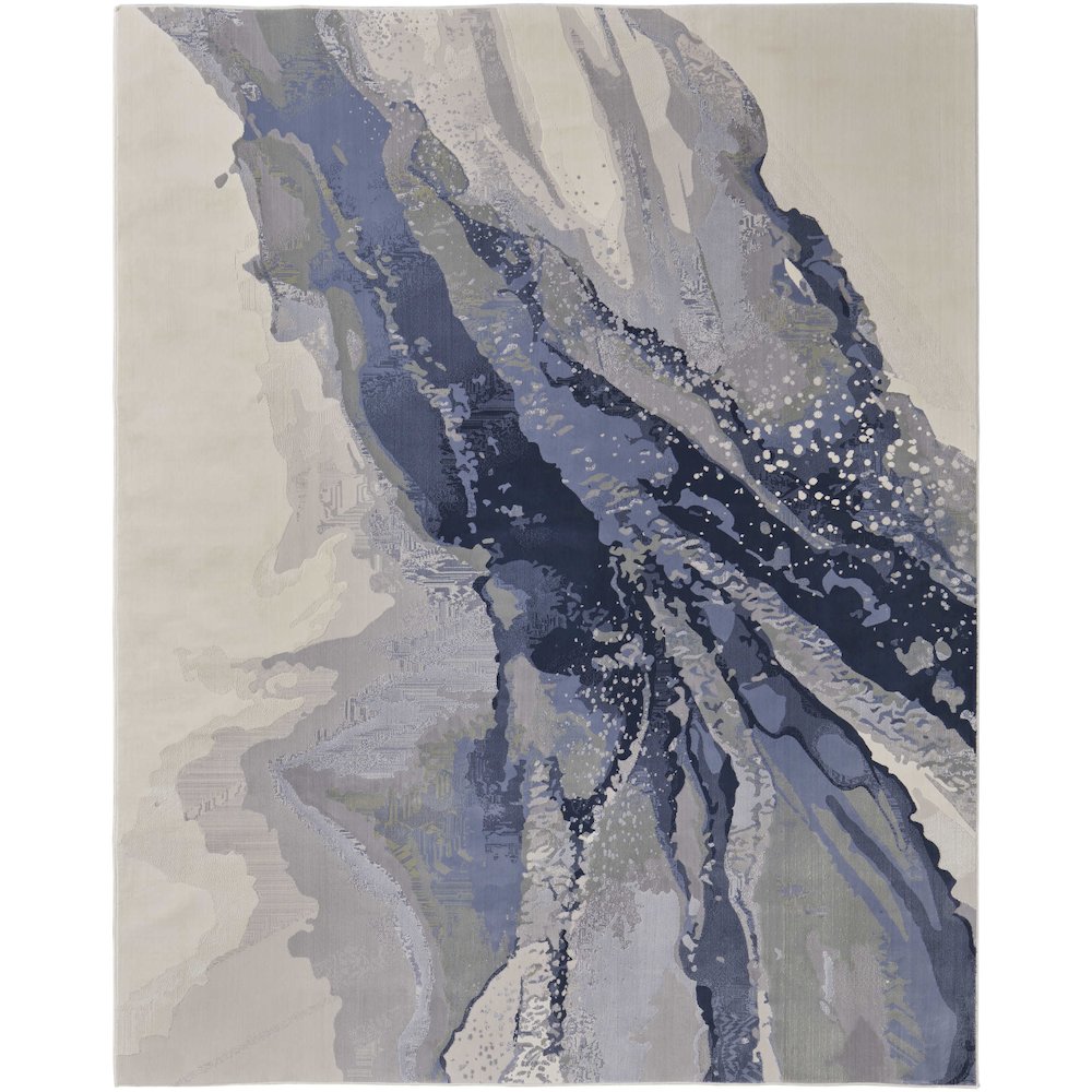 Clio Modern Abstract, Blue/Gray/Ivory, 9' x 12' Area Rug. Picture 1