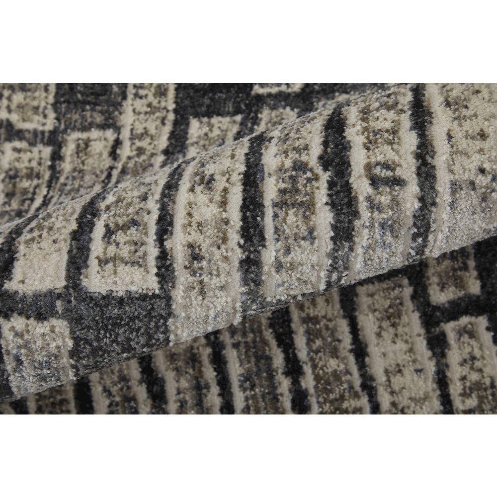 Kano Transitional Geometric, Gray/Black/Ivory, 5'-3" x 7'-6" Area Rug. Picture 5