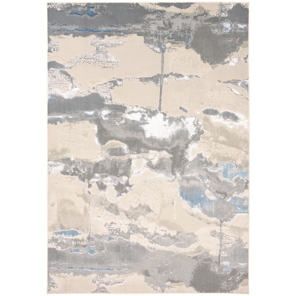 Azure Modern Watercolor, Ivory/Gray/Blue, 9'-2" x 12' Area Rug. Picture 1
