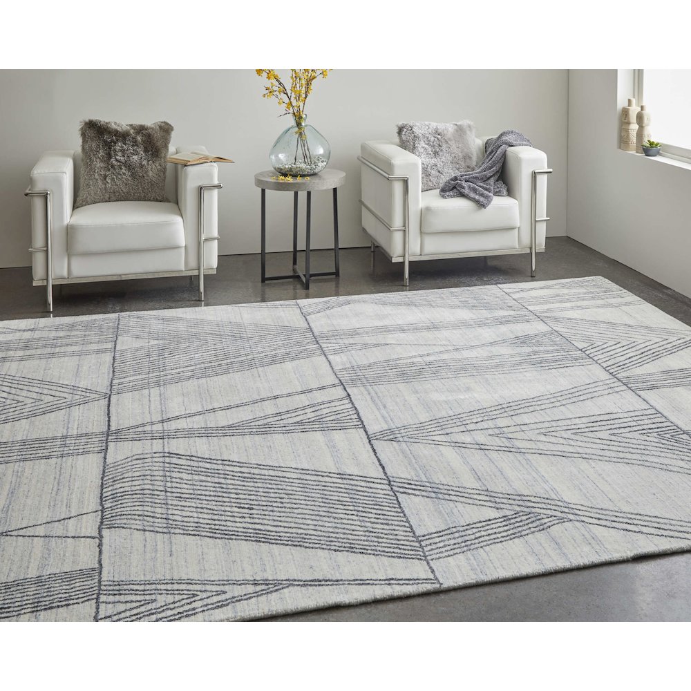 Whitton Modern Abstract, Ivory/Black, 10' x 14' Area Rug. Picture 2