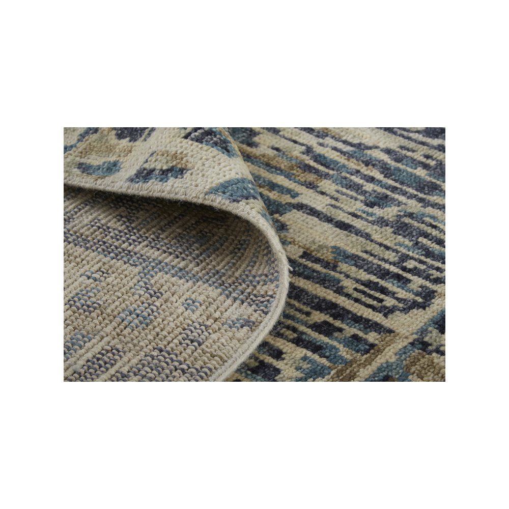 Palomar Luxe Hand Knot Abstract Area Rug, Denim Blue/Beige, 7x9in x 9x9in, PAL6591FBLUBGEF99. Picture 5