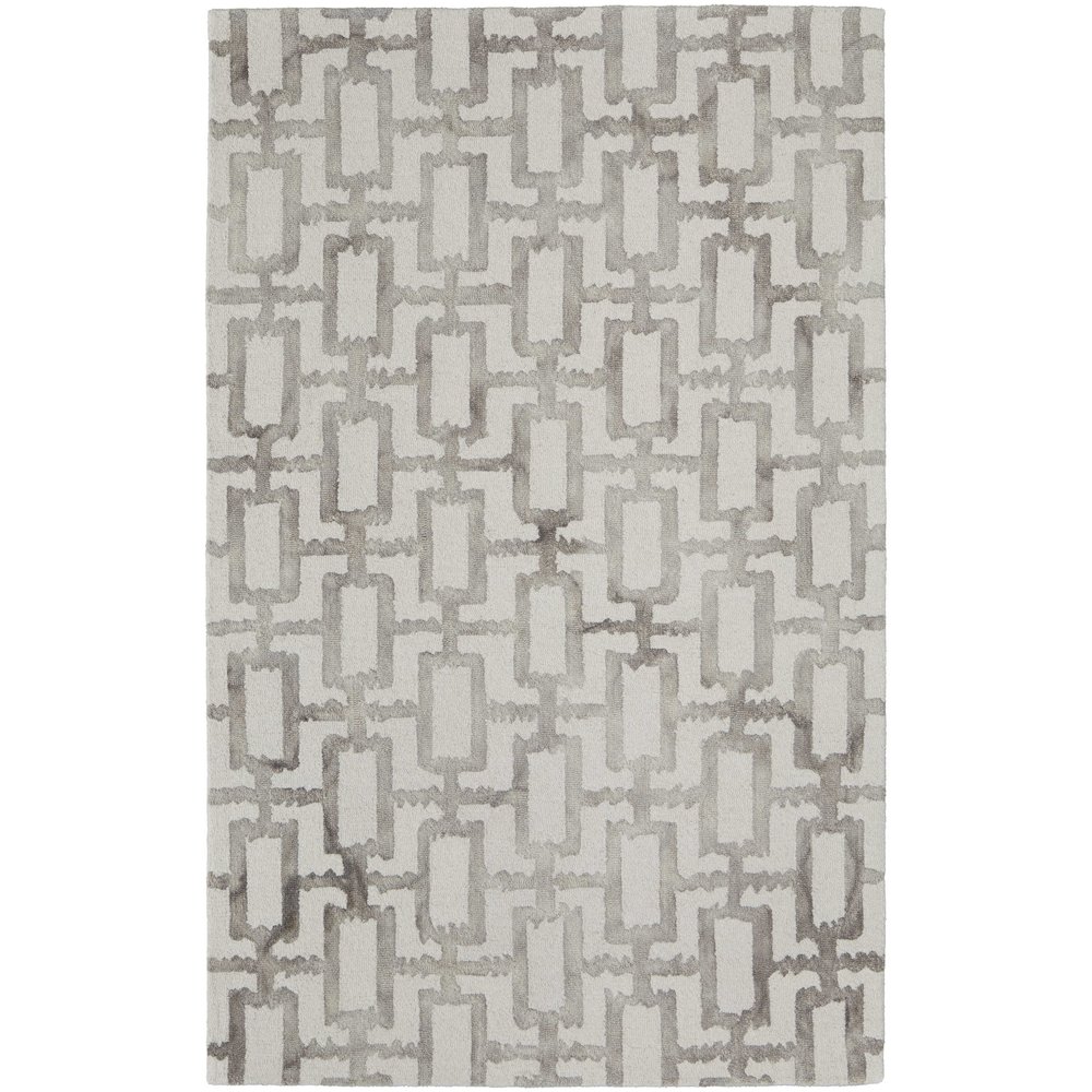 Lorrain Modern Geometric, Ivory/Taupe, 3'-6" x 5'-6" Accent Rug. Picture 1