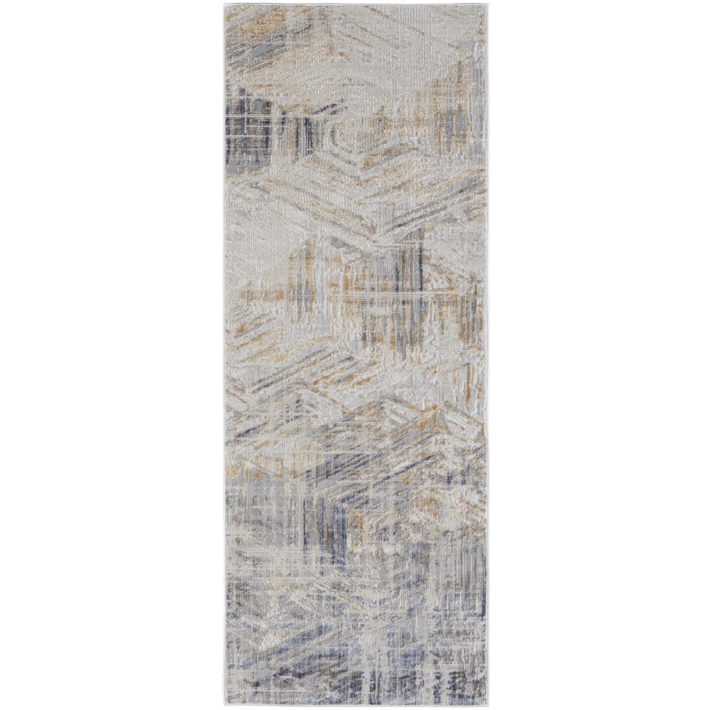 Laina Transitional Abstract, Tan/Ivory/Gray, 3' x 10' Runner. Picture 1
