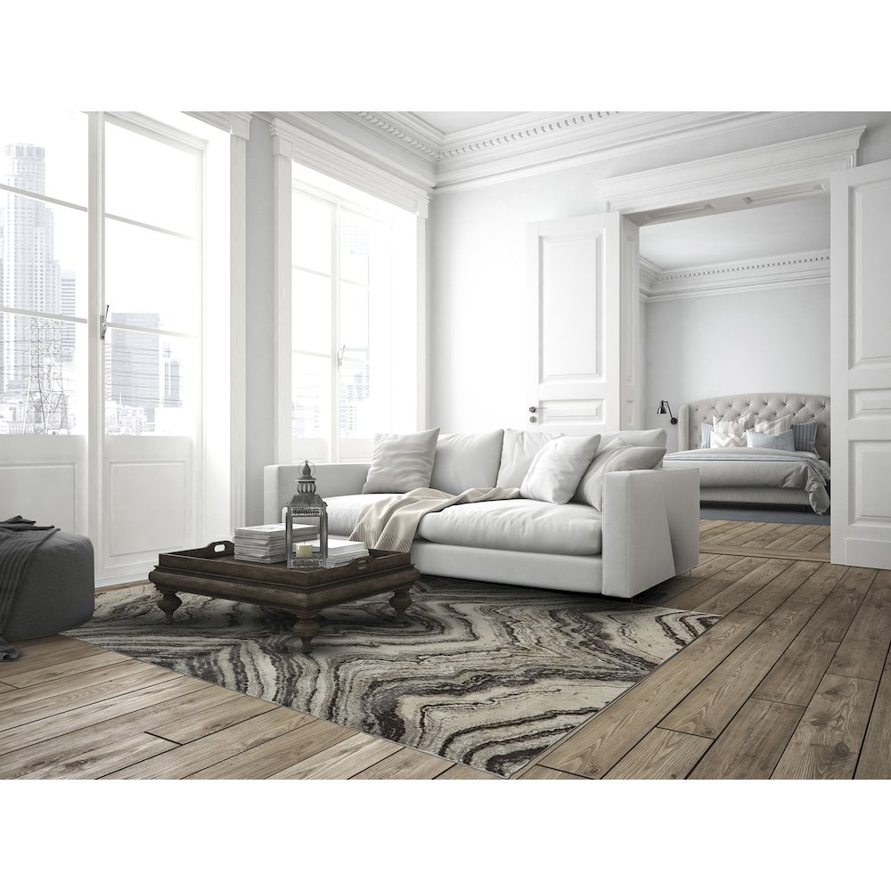 Katari Geode Print Rug, Gray/Silver, 6ft - 7in x 9ft - 6in Area Rug, 6613381FBIRSTEF05. Picture 2