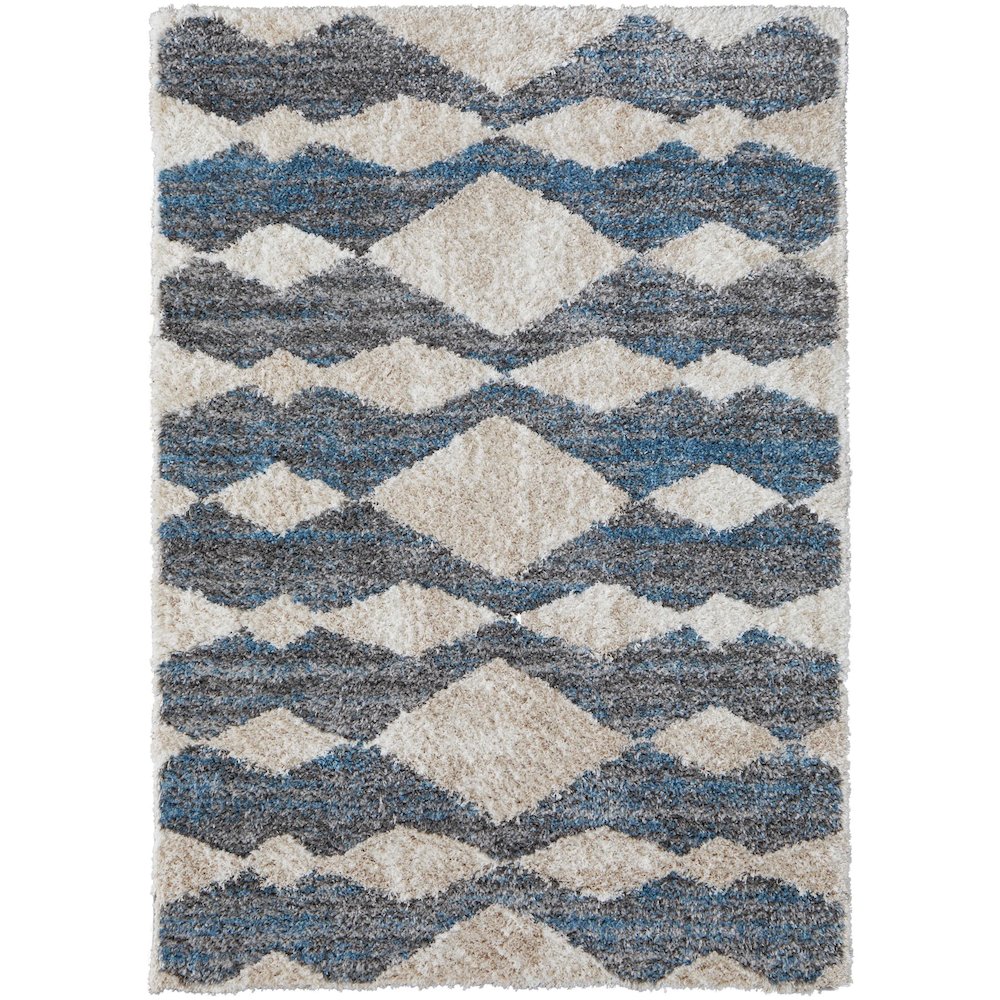 Mynka Transitional Diamond, Ivory/Gray/Blue, 9' x 12' Area Rug. Picture 1