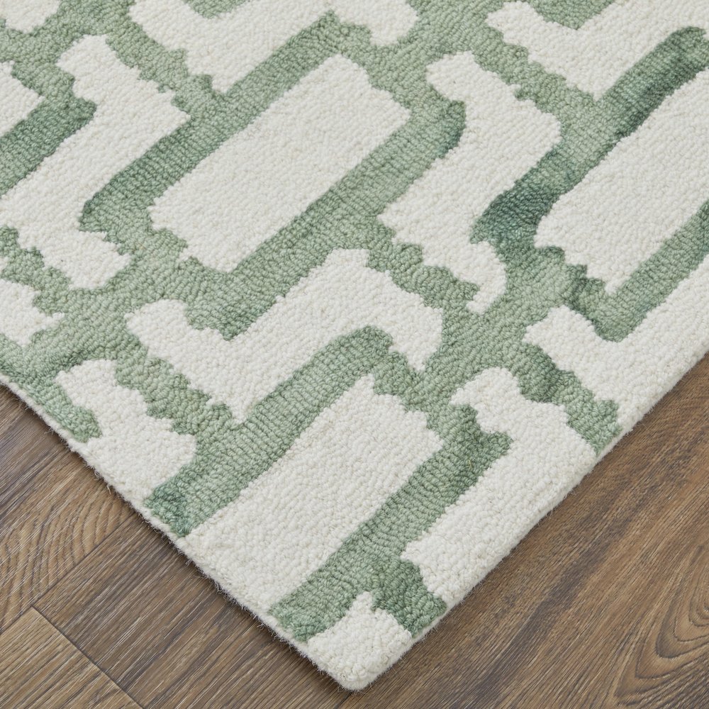 Lorrain Modern Geometric, Ivory/Green, 8' x 11' Area Rug. Picture 3