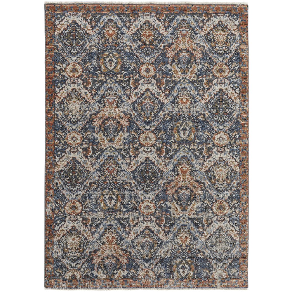 Kaia Transitional Floral & Botanical, Blue/Orange/Ivory, 9'-8" x 12'-8" Area Rug. Picture 1