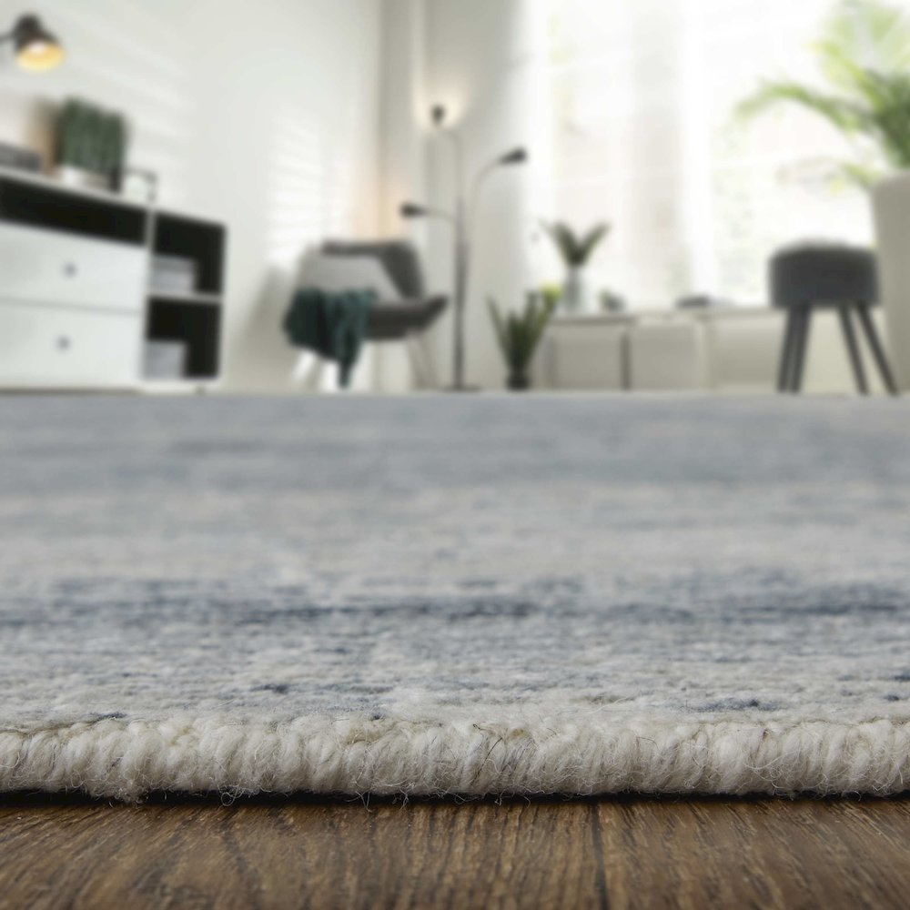 Brighton Modern Abstract, Ivory/Blue/Gray, 3' x 5' Accent Rug. Picture 9