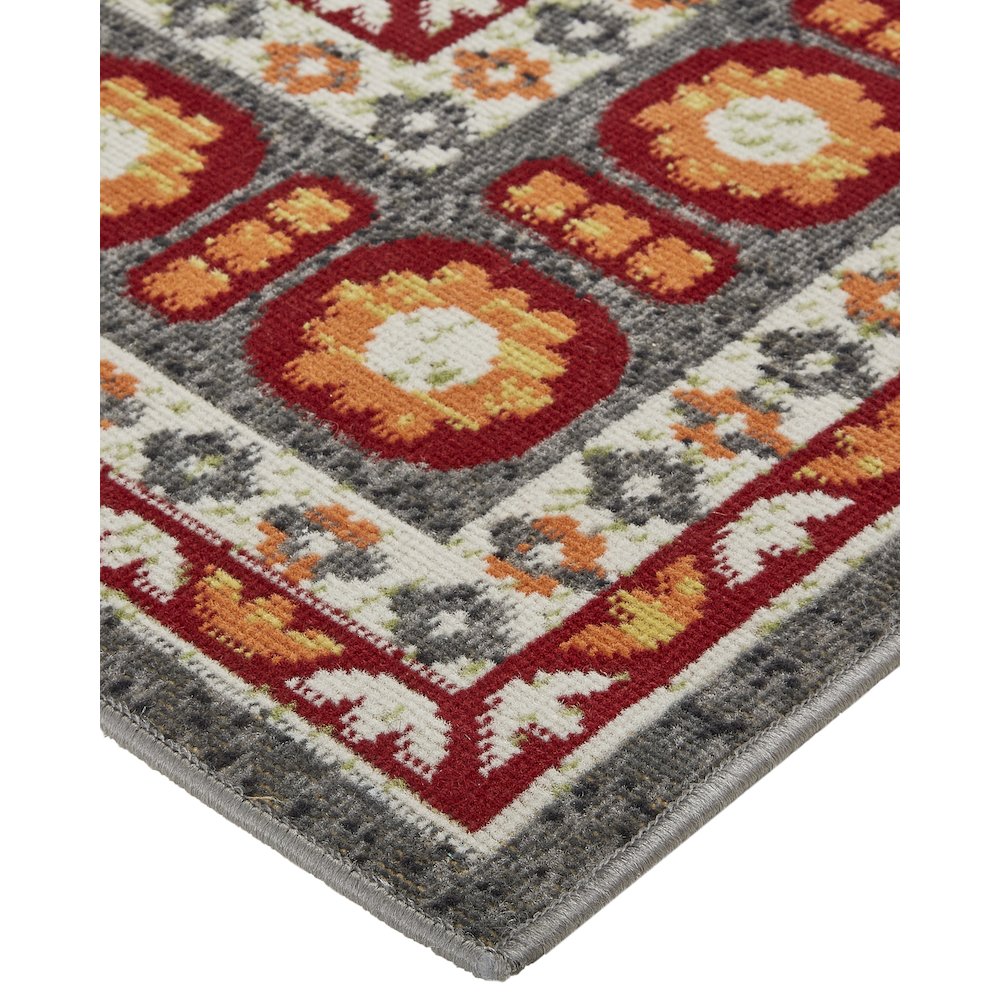 Foster Vinatge Style Kilim, Vermillion Orange/Gray, 10ft x 13ft - 2in Area Rug, FST3754FORNGRYH13. Picture 3