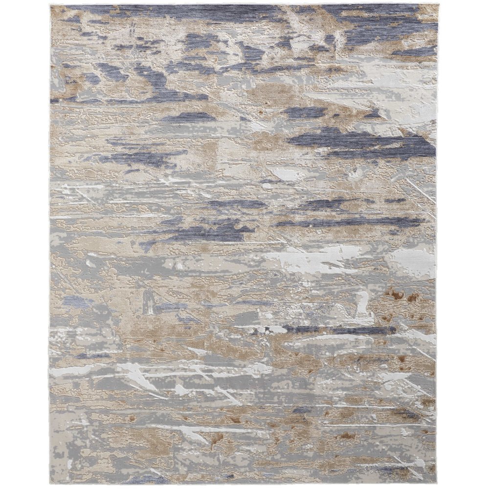 Laina Transitional Abstract, Tan/Orange/Ivory, 7'-10" x 9'-6" Area Rug. Picture 1