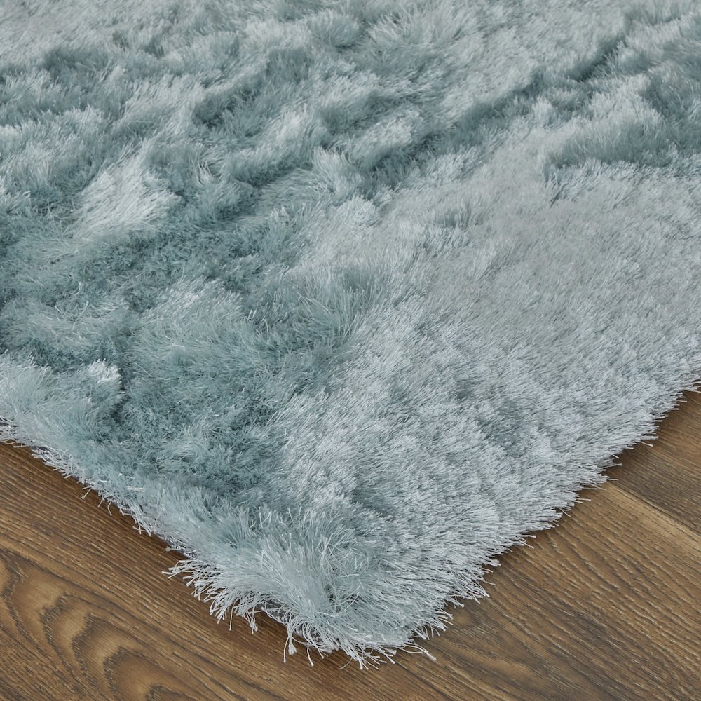 Indochine Plush Shag Rug with Metallic Sheen, Light Aqua Blue, 8ft x 8ft Round, 4944550FLAQ000N80. Picture 3