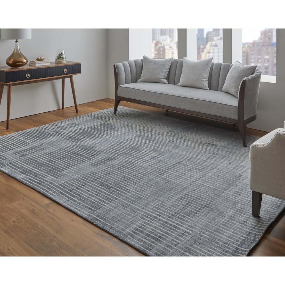 Eastfield Modern Abstract, Blue/Ivory/Gray, 5' x 8' Area Rug. Picture 2
