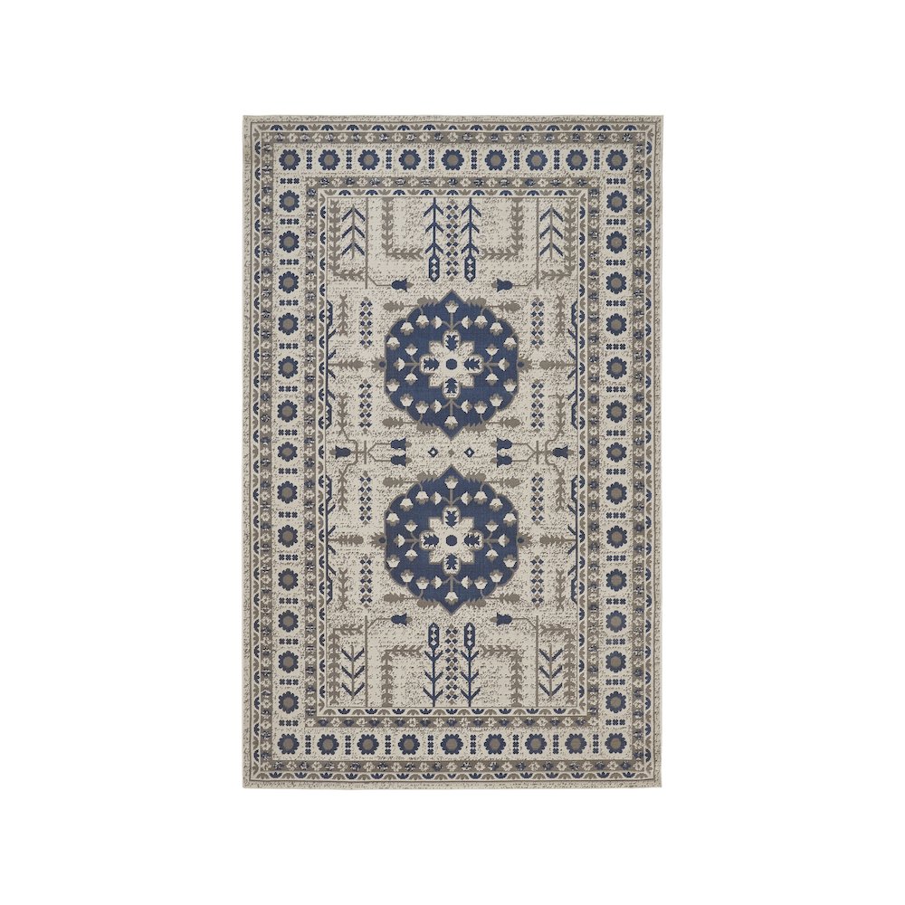 Foster Vinatge Kilim Style Rug, Midnight Blue/Gray, 10ft x 13ft - 2in Area Rug, FST3754FBLUBGEH13. Picture 1