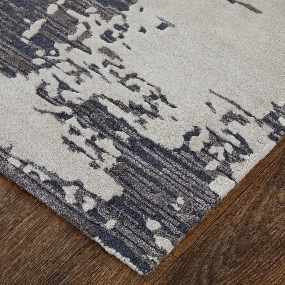 Zarah Modern Abstract, Ivory/Gray/Blue, 8' x 10' Area Rug. Picture 3
