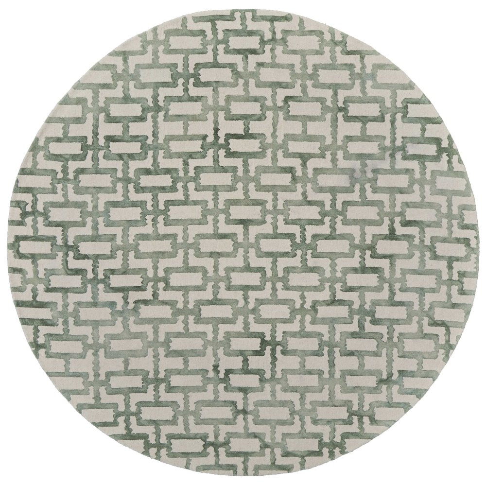 Lorrain Modern Geometric, Ivory/Green, 10' x 10' Round Rug. Picture 1