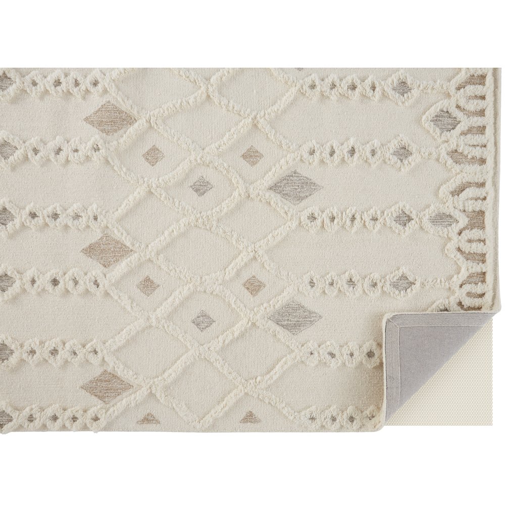 Anica Moroccan Wool Rug w/Ornamental Diamonds, Ivory/Tan, 10ft x 14ft Area Rug, ANC8011FIVY000H00. Picture 4