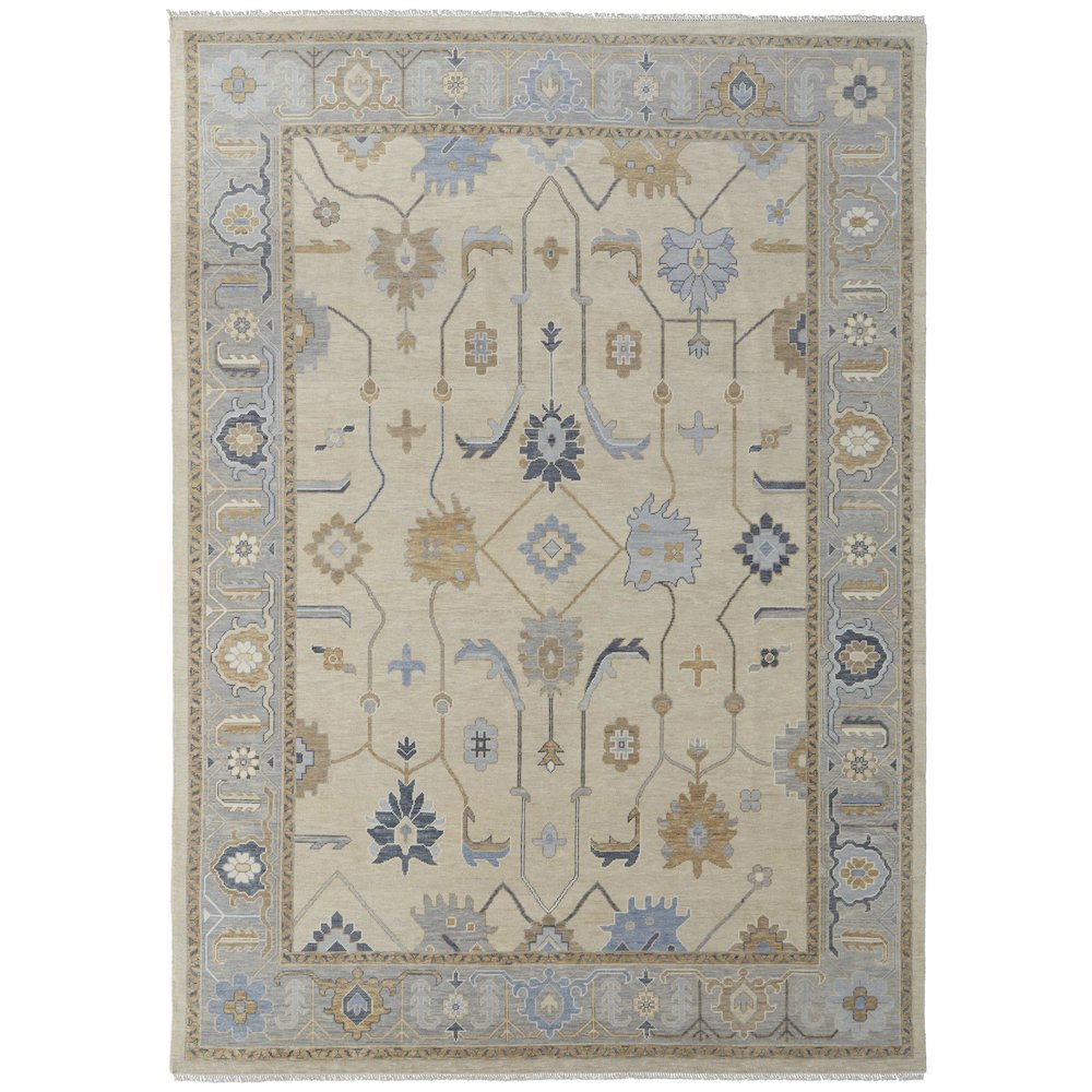 Karina Transitional Floral & Botanical, Ivory/Blue/Tan, 7'-9" x 9'-9" Area Rug. Picture 1
