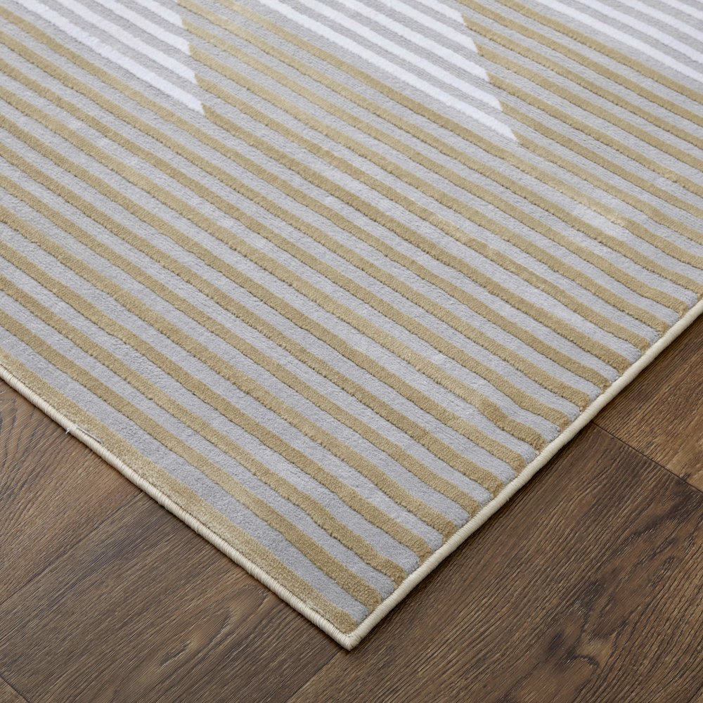 Marigold Modern Geometric, Gold/Gray/White, 10'-4" x 13'-6" Area Rug. Picture 3