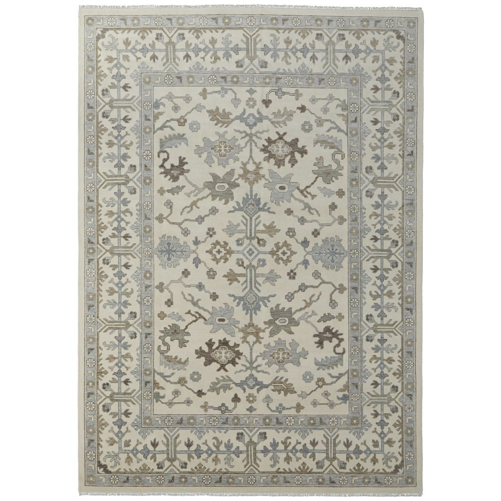 Transitional Floral & Botanical, Ivory/Gray/Brown, 8'-6" x 11'-6" Area Rug. Picture 1