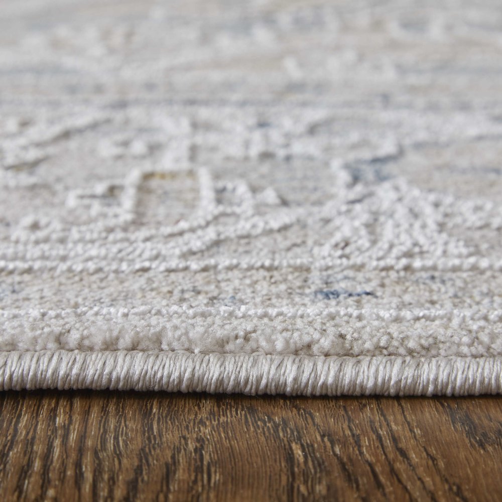 Pasha Transitional Medallion, Ivory/Taupe/Blue, 6'-7" x 9'-6" Area Rug. Picture 8
