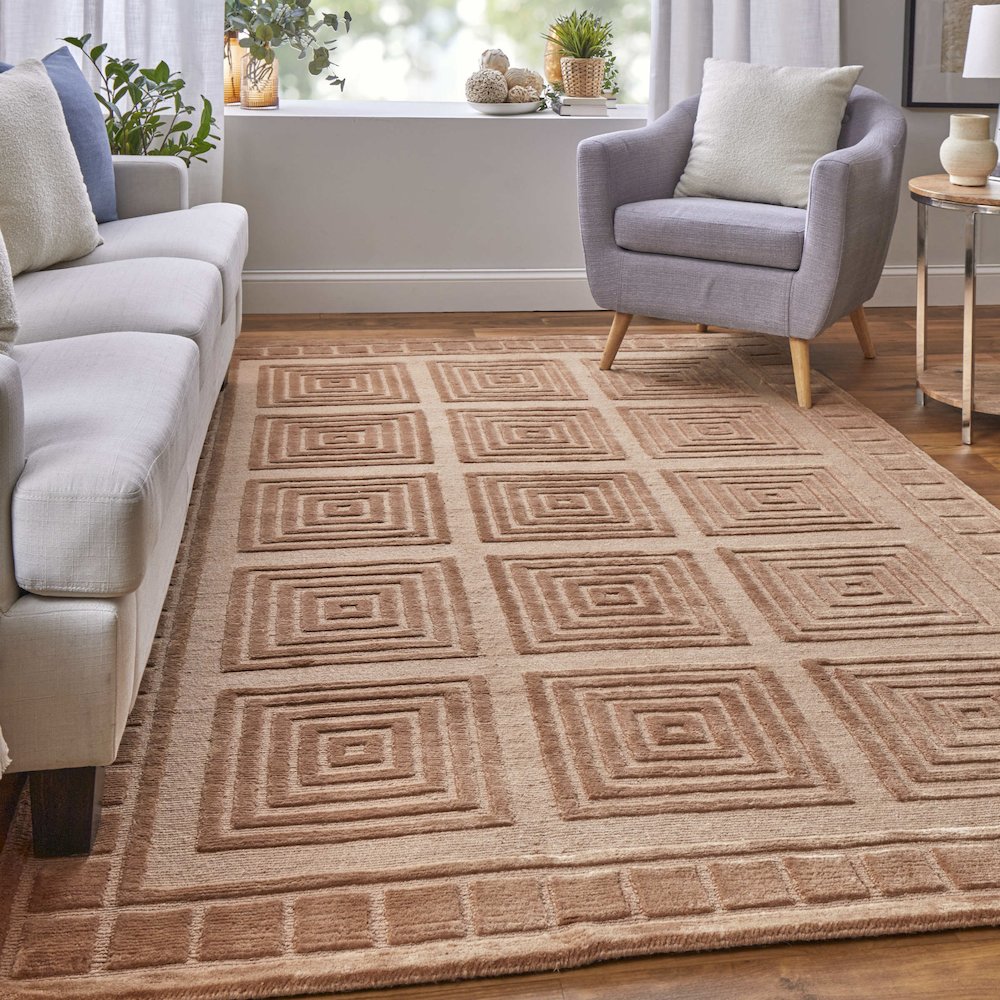 Channels Modern Geometric, Tan/Gold, 5'-6" x 8'-6" Area Rug. Picture 2