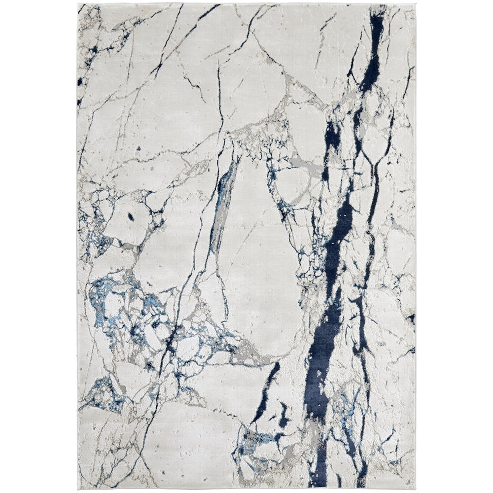 Indio Modern Abstract, Ivory/Blue/Black, 6'-7" x 9'-6" Area Rug. Picture 1
