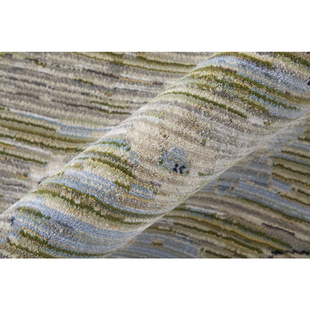 Melrose Traditional Floral & Botanical, Green/Ivory/Blue, 6'-7" x 9'-6" Area Rug. Picture 5