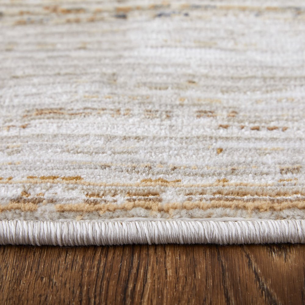 Deja Modern Distressed, Ivory/Brown/Tan, 6'-7" x 9'-6" Area Rug. Picture 7