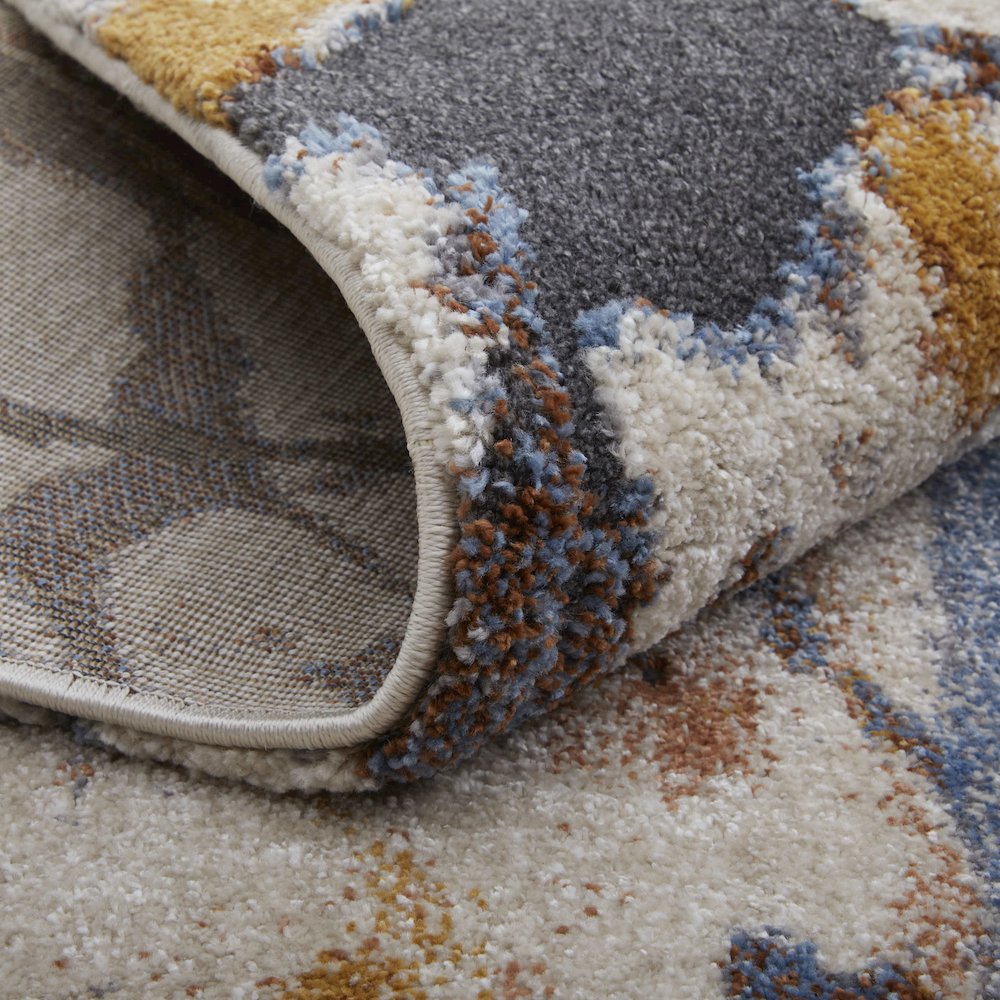 Gilmore Modern Watercolor, Blue/Orange/Gray, 2'-6" x 8' Runner. Picture 7