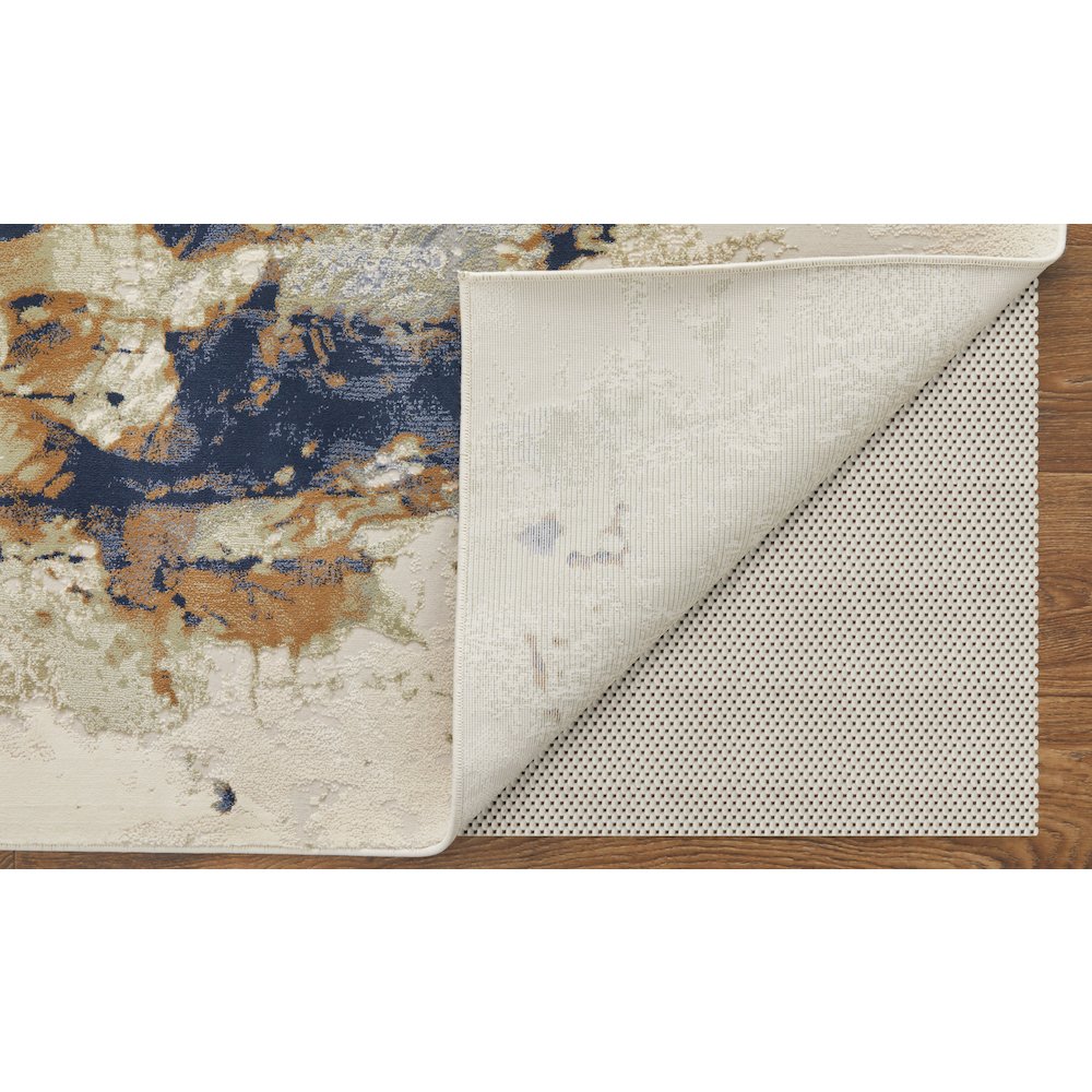 Clio Modern Abstract, Blue/Orange/Ivory, 10' x 13'-2" Area Rug. Picture 4