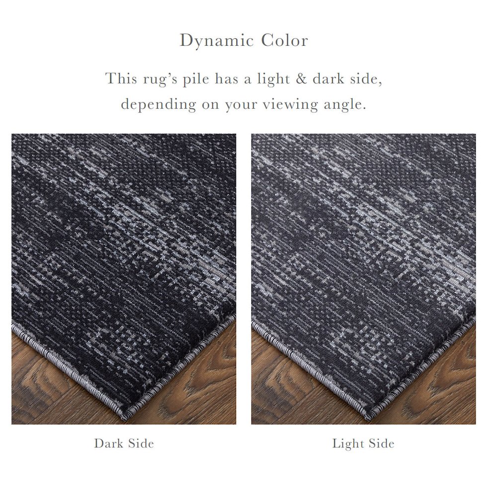 Deja Modern Solid, Black/Silver/Gray, 6'-7" x 9'-6" Area Rug. Picture 2