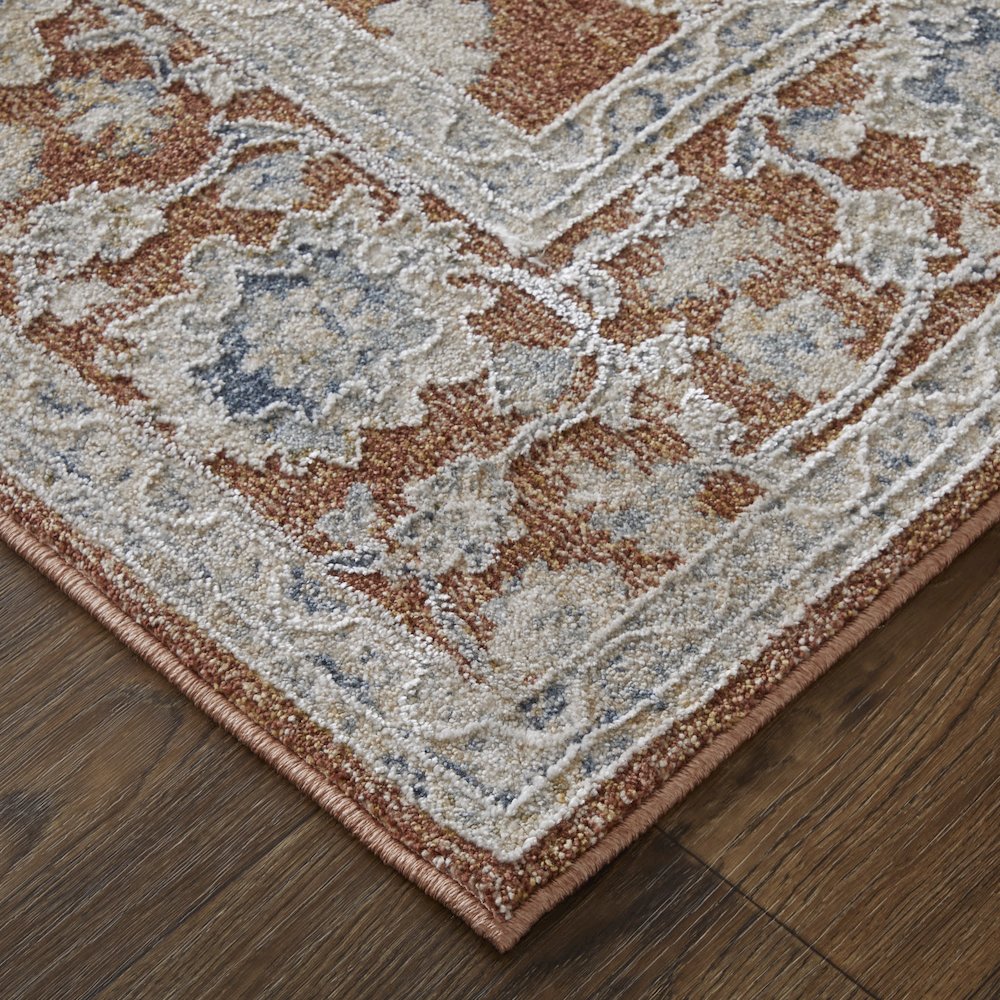 Pasha Transitional Floral & Botanical, Red/Ivory/Blue, 6'-7" x 9'-6" Area Rug. Picture 3