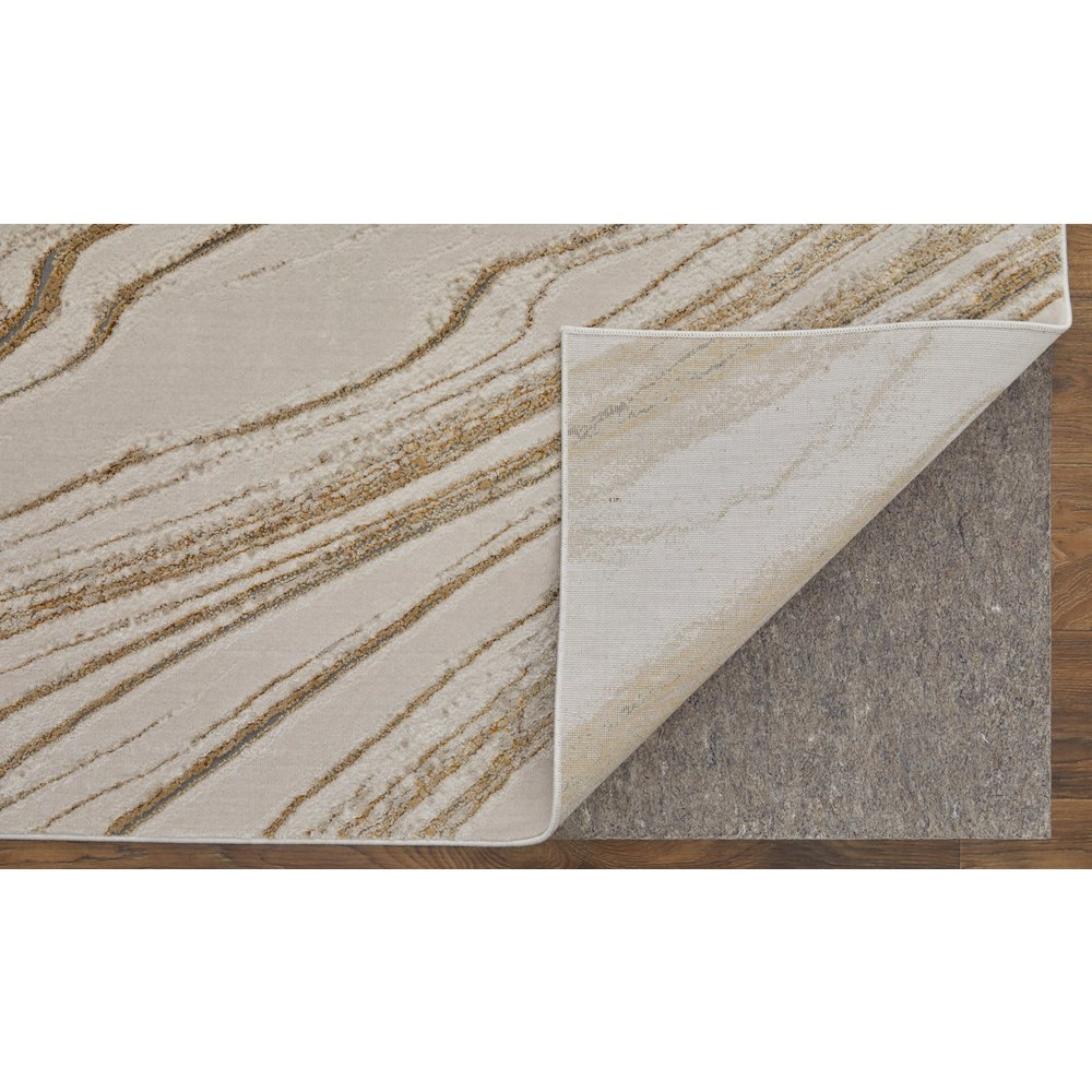 Aura Modern Abstract, Ivory/Taupe/Gold, 10' x 13'-2" Area Rug. Picture 4