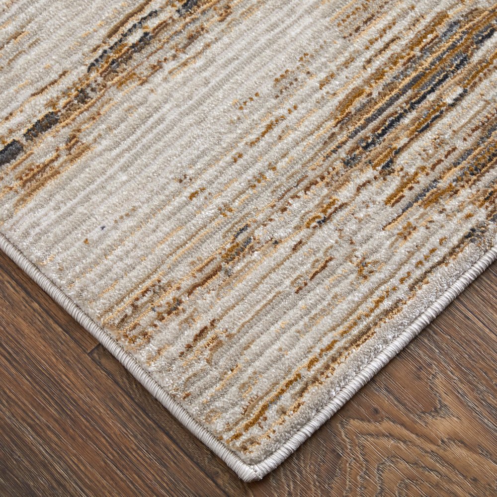 Deja Modern Distressed, Ivory/Brown/Tan, 6'-7" x 9'-6" Area Rug. Picture 2