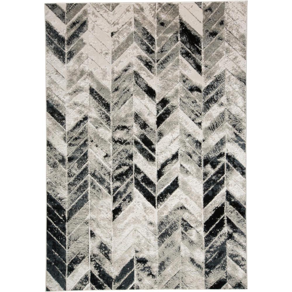 Micah Modern Metallic Chevron Rug,Silver/Black, 5ft x 8ft Area Rug, 6943048FGRYSLVE10. Picture 2